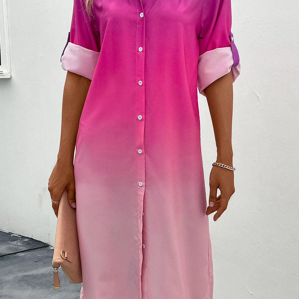 
                      
                        Gradient Long Sleeve Shirt Dress
                      
                    