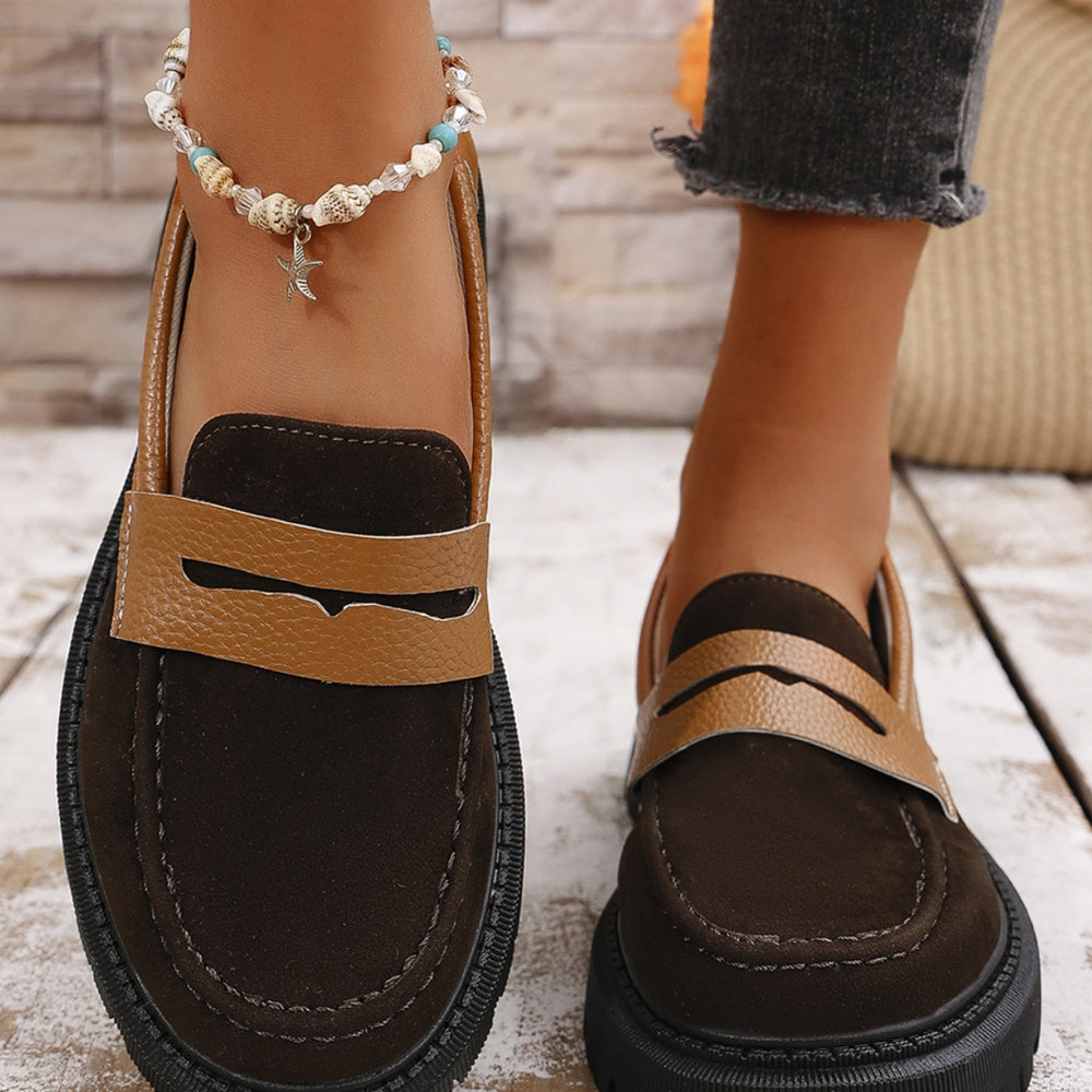 
                  
                    Contrast Suede Platform Loafers
                  
                