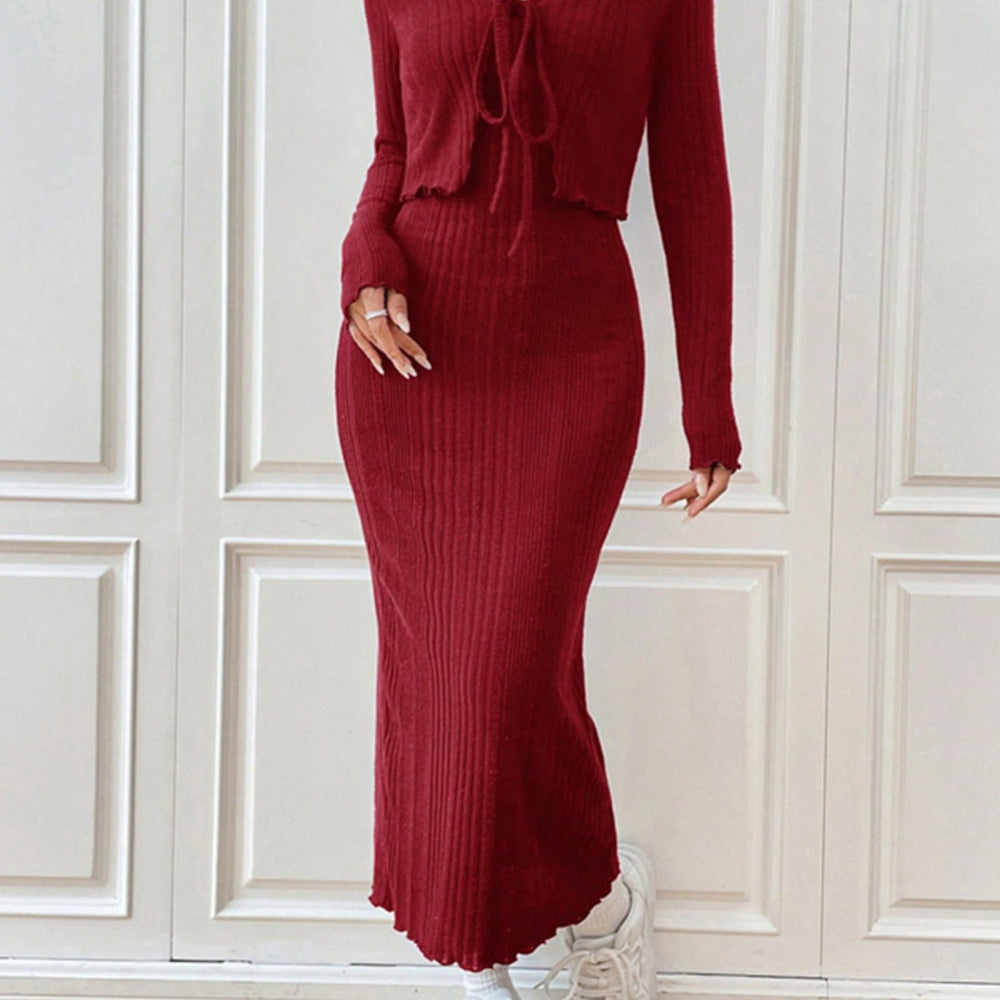 
                  
                    Cami Dress and Tied Long Sleeve Cardigan Set
                  
                