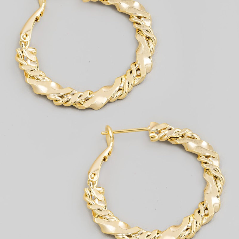 
                      
                        Fame Double Twist Chain Latch Hoop Earrings
                      
                    