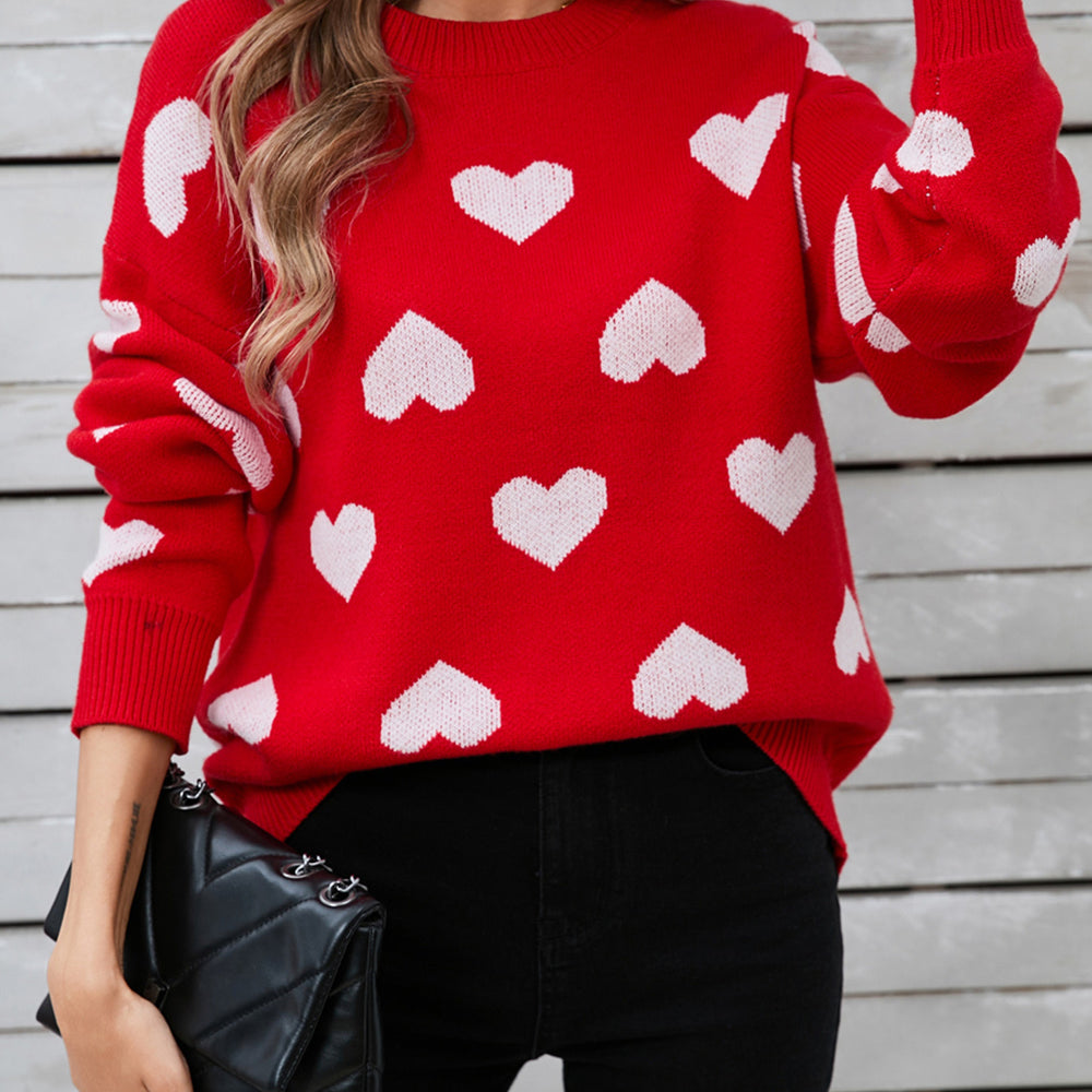 Angel Wings Heart Round Neck Long Sleeve Sweater