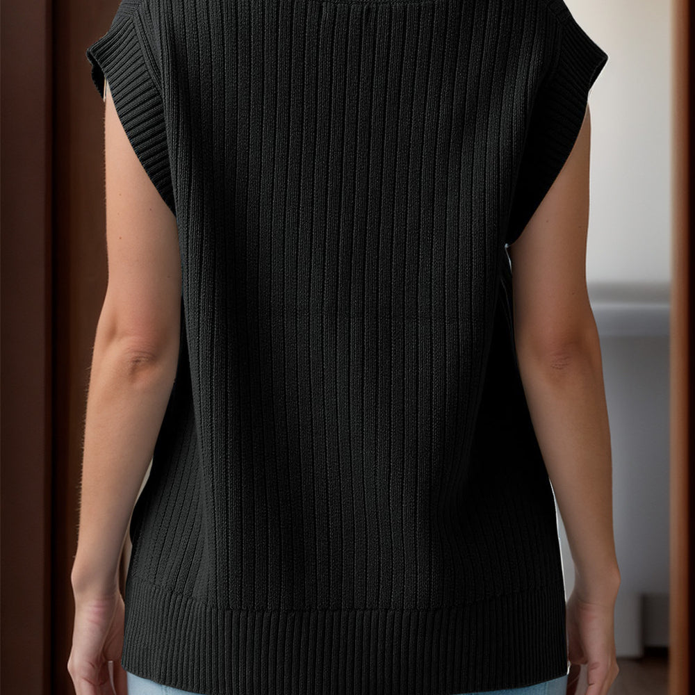 
                  
                    V-Neck Cap Sleeve Knit Vest - Black Ivory Apparel and Boutique
                  
                