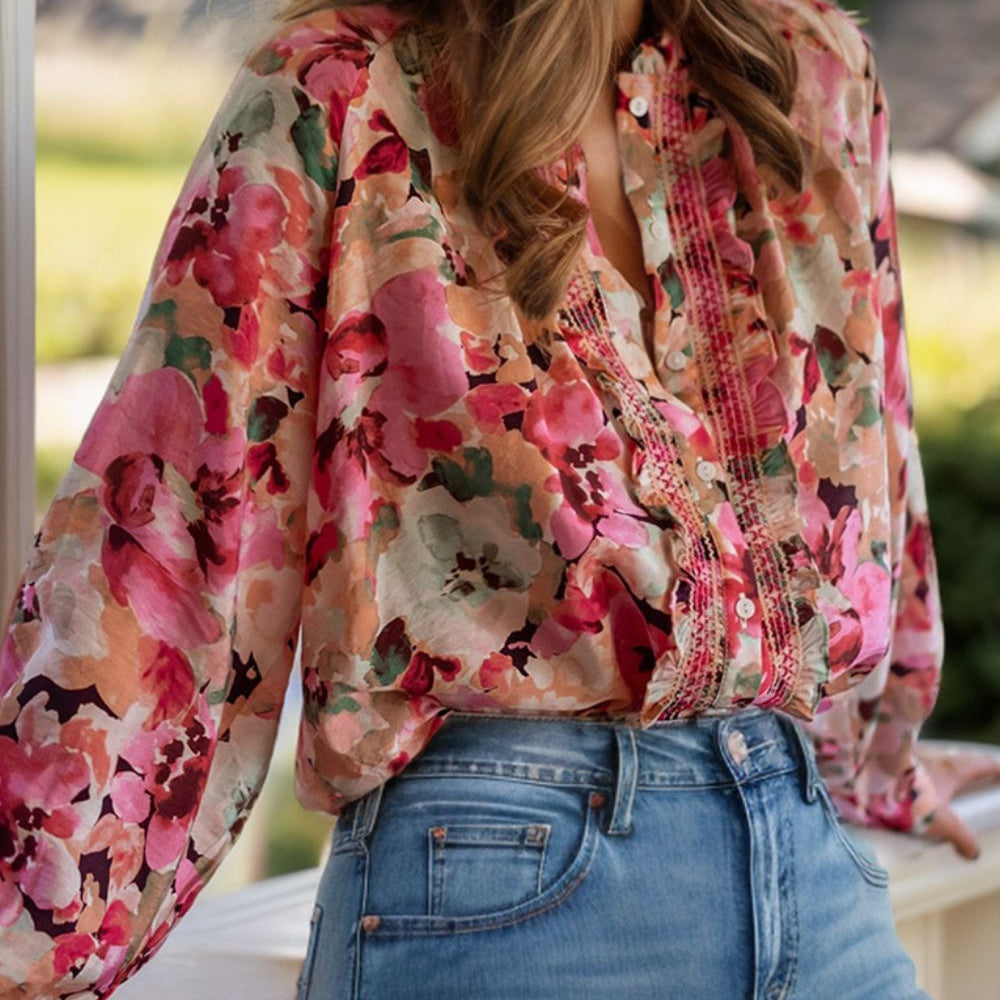 
                  
                    Frill Printed Long Sleeve Shirt
                  
                