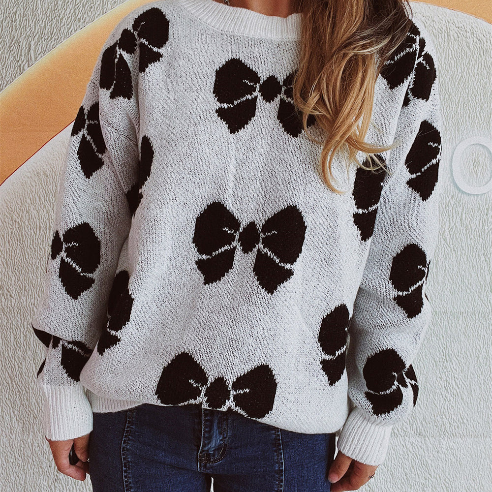 
                  
                    Bow Round Neck Dropped Shoulder Sweater
                  
                