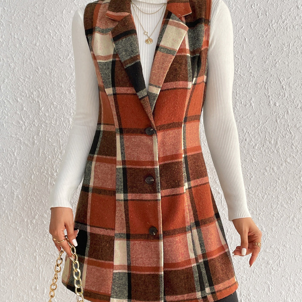 
                  
                    Plaid Button Up Vest Coat - Black Ivory Apparel and Boutique
                  
                