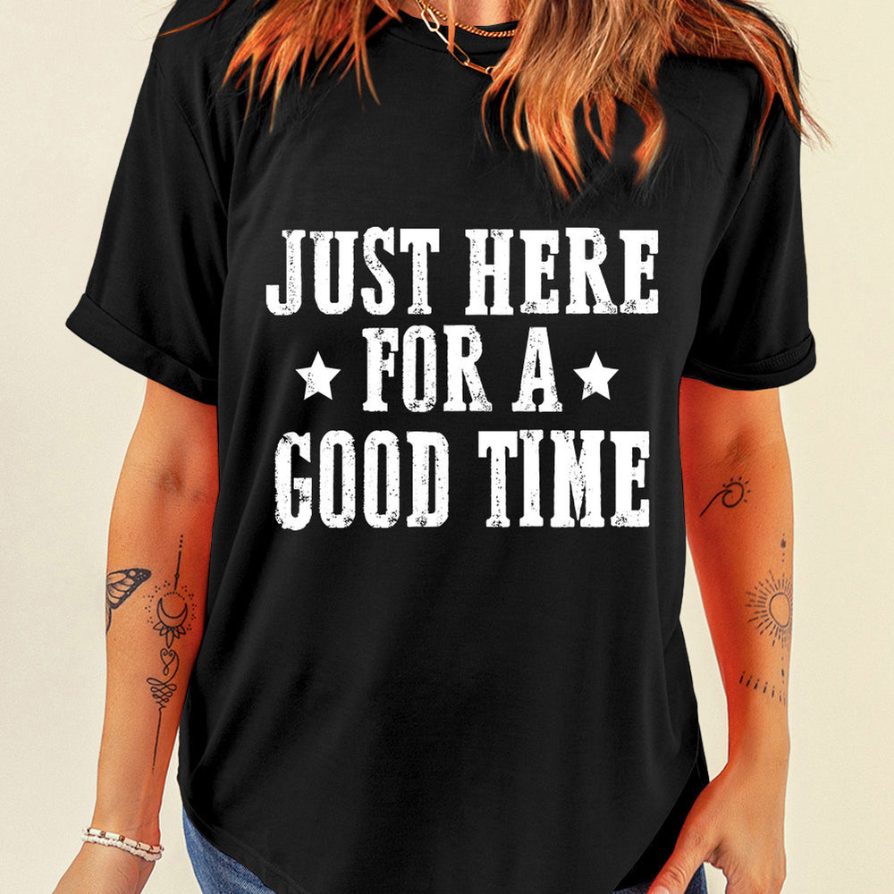 
                  
                    Letter Graphic Round Neck Short Sleeve T-Shirt
                  
                