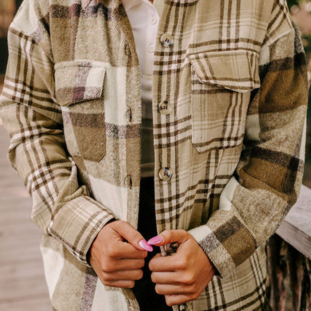 Plaid Button Up Flap Pocket Shacket