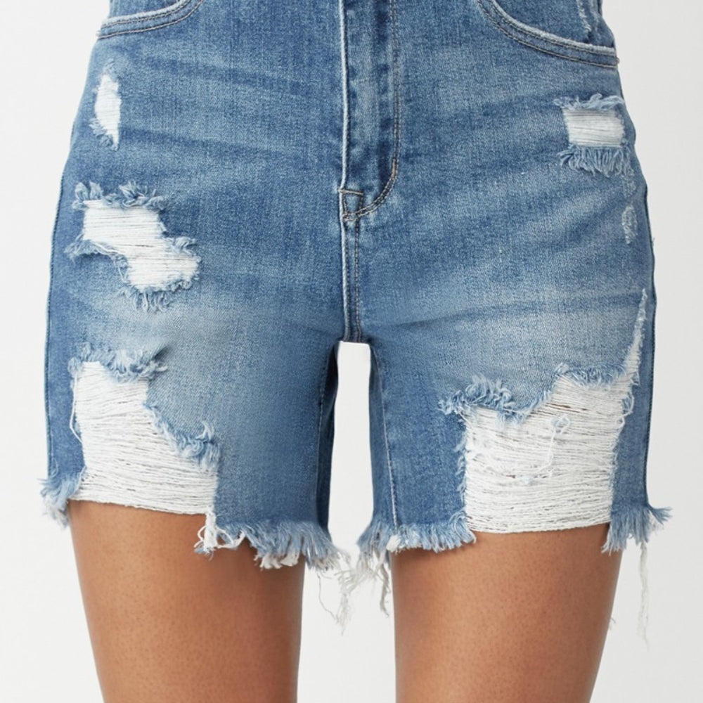 RISEN High Waisted Distressed Denim Shorts