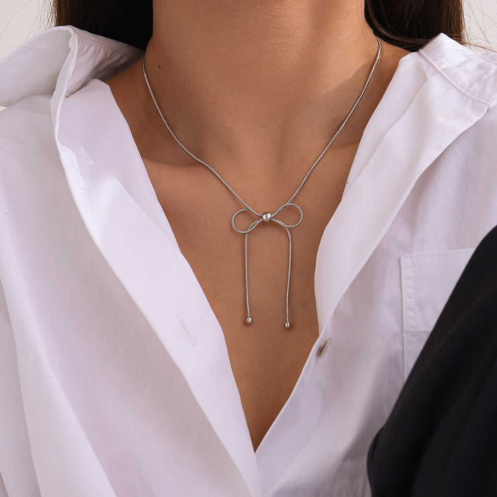 
                      
                        Stainless Steel Bow Necklace
                      
                    