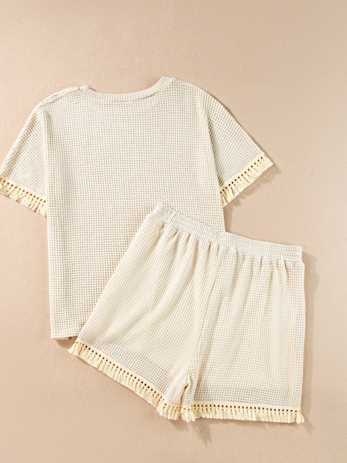 Tassel Round Neck Top and Shorts Set - Black Ivory Apparel and Boutique
