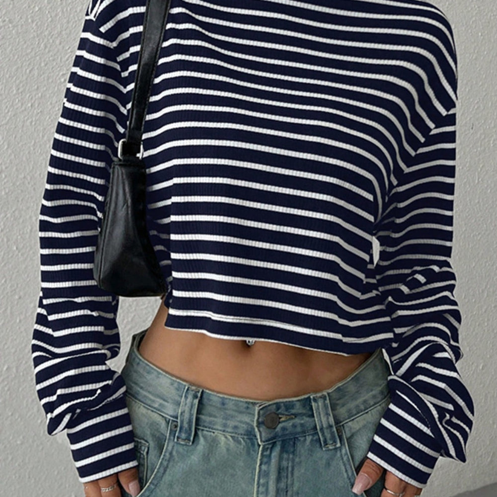 Striped Turtleneck Long Sleeve T-Shirt