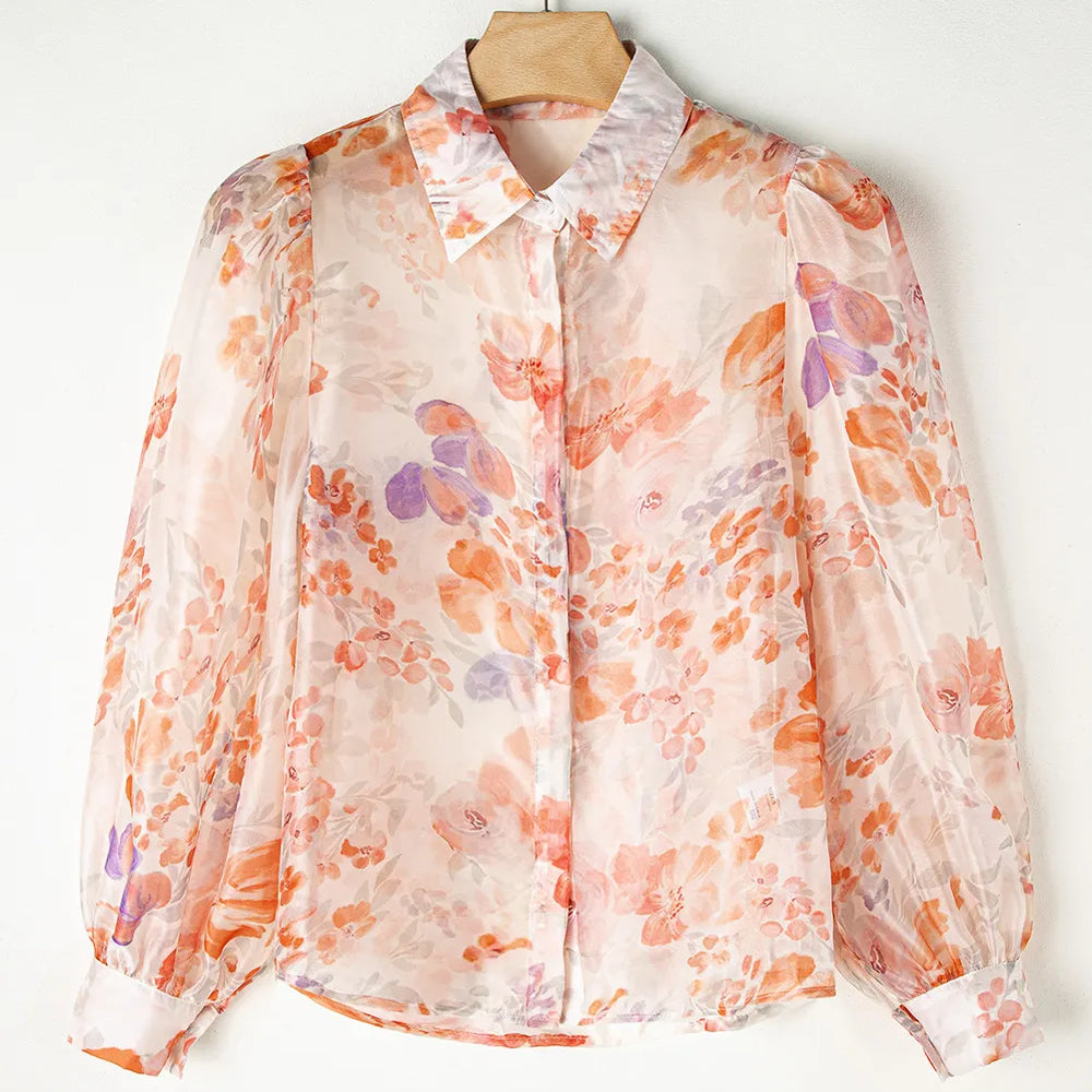 Printed Collared Neck Long Sleeve Shirt