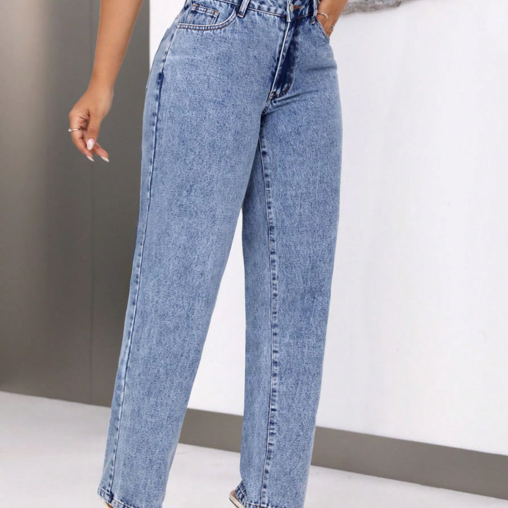 
                  
                    Mid-Rise Waist Jeans with Pockets
                  
                