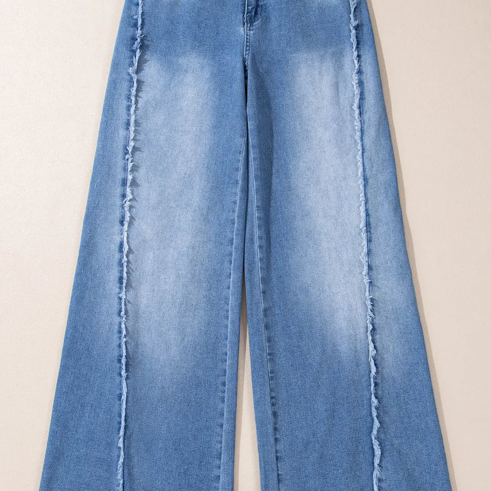 
                  
                    Raw Hem Wide Leg Jeans with Pockets
                  
                