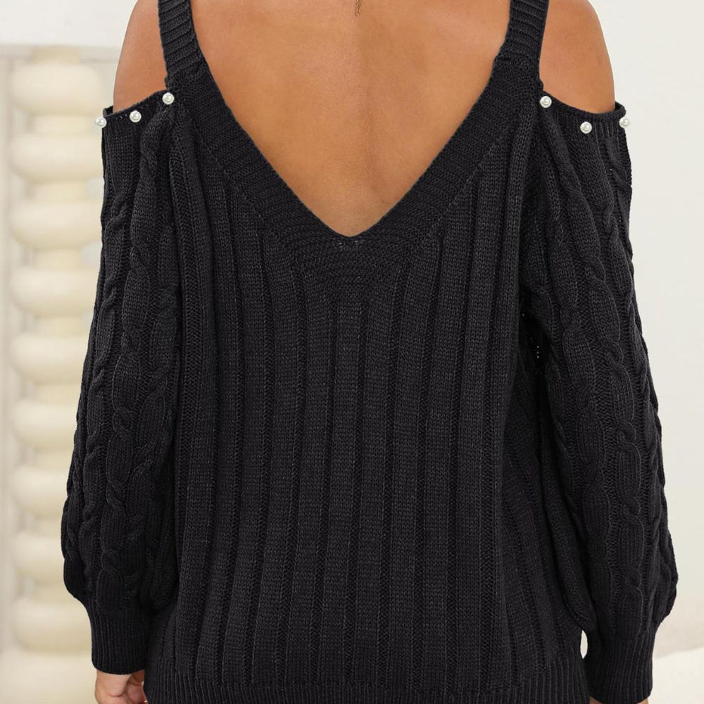 
                  
                    Cold Shoulder Pearls - Black Ivory Apparel and Boutique
                  
                