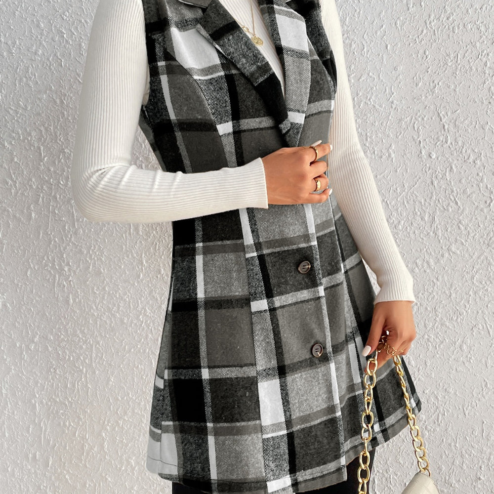 
                  
                    Plaid Button Up Vest Coat - Black Ivory Apparel and Boutique
                  
                