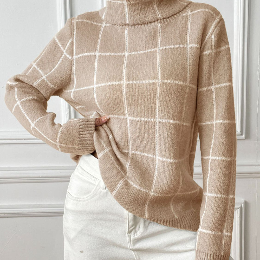 
                  
                    Plaid Turtleneck Long Sleeve Sweater
                  
                