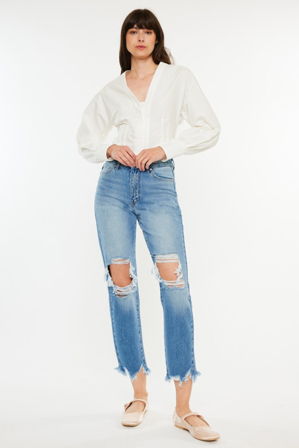 Judy Blue Full Size Mid Rise Rigid Magic Release Hem Jeans