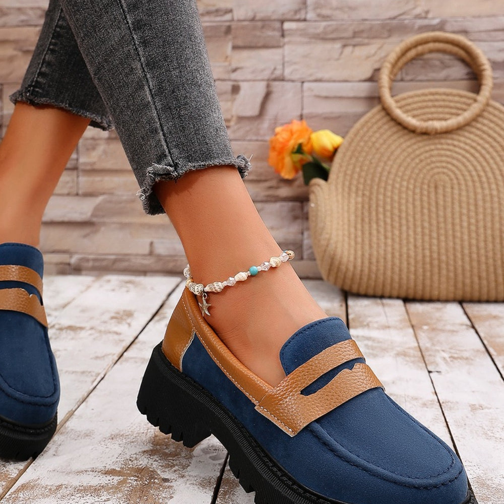 
                  
                    Contrast Suede Platform Loafers
                  
                