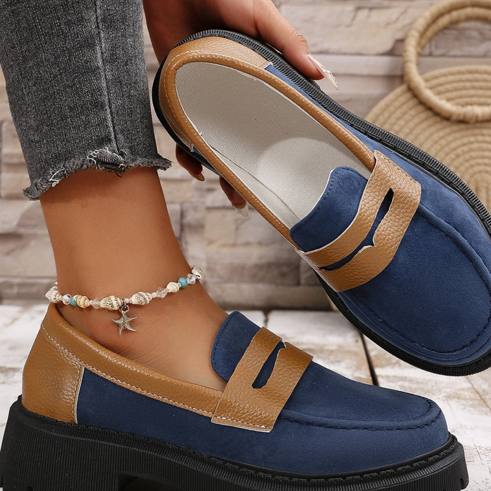 
                  
                    Contrast Suede Platform Loafers
                  
                