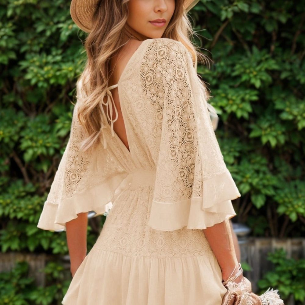 
                      
                        Lace Cutout Half Sleeve Mini Dress
                      
                    