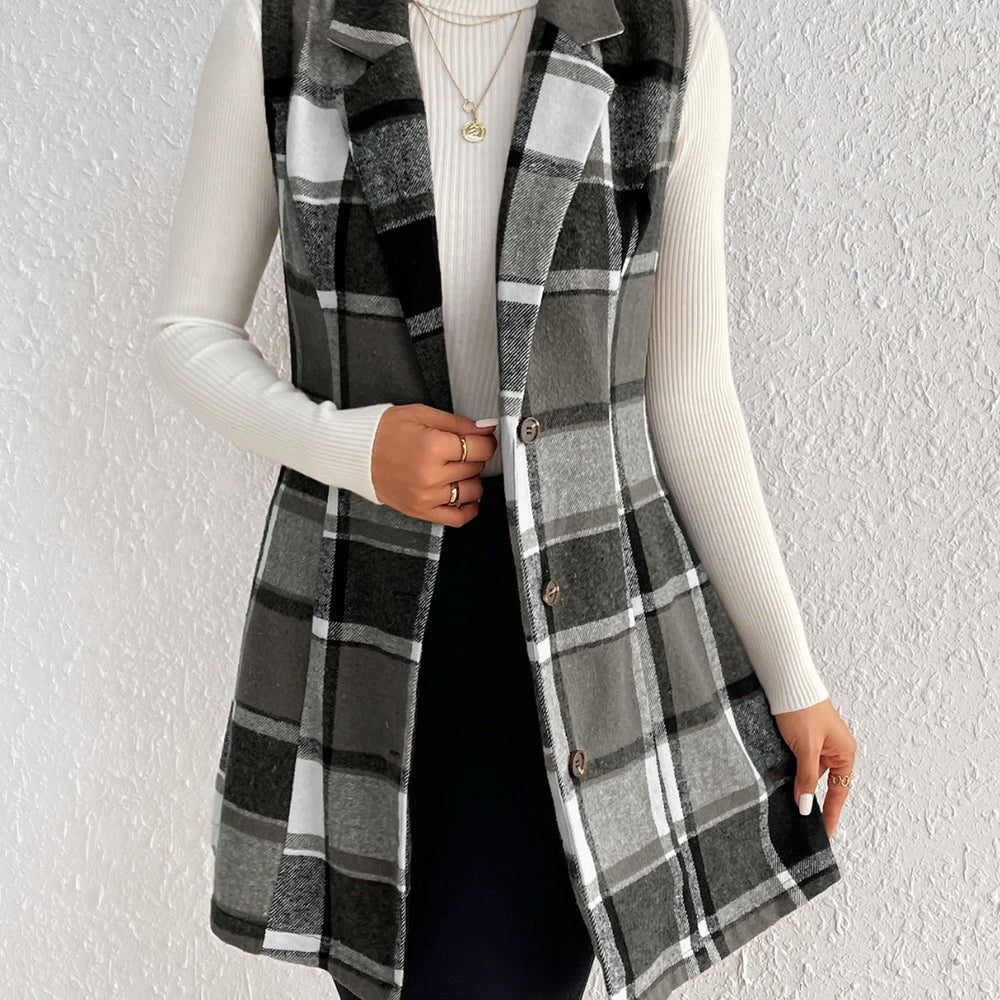 
                  
                    Plaid Button Up Vest Coat - Black Ivory Apparel and Boutique
                  
                