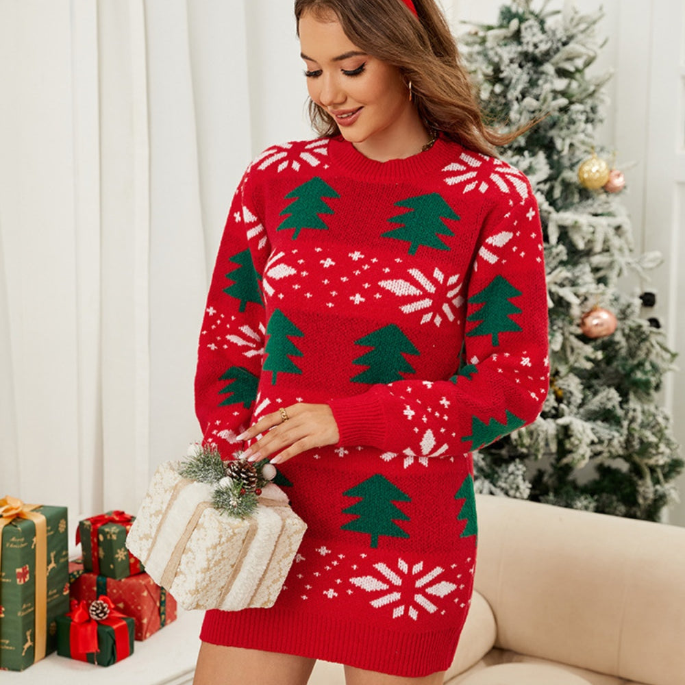 
                  
                    Christmas Tree Round Neck Sweater Dress
                  
                