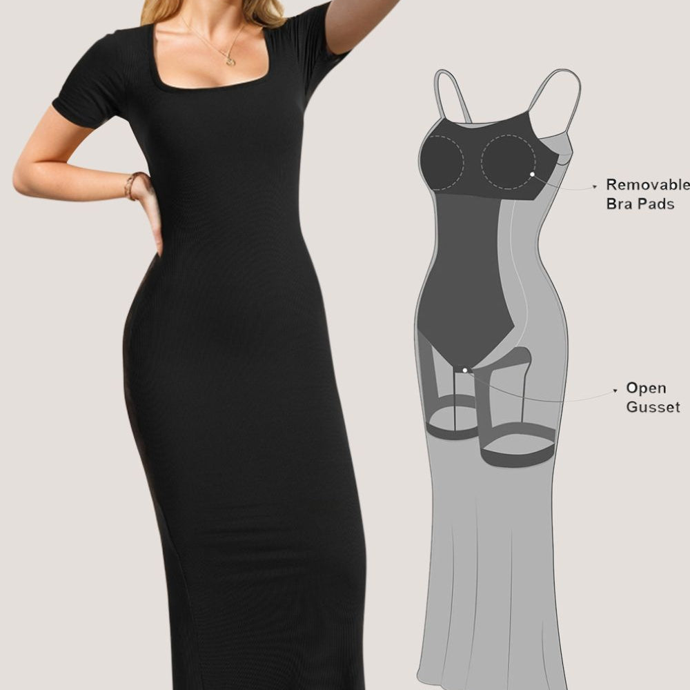 
                      
                        Basic Bae Built-In Shapewear Square Neck Short Sleeve Maxi Dress
                      
                    