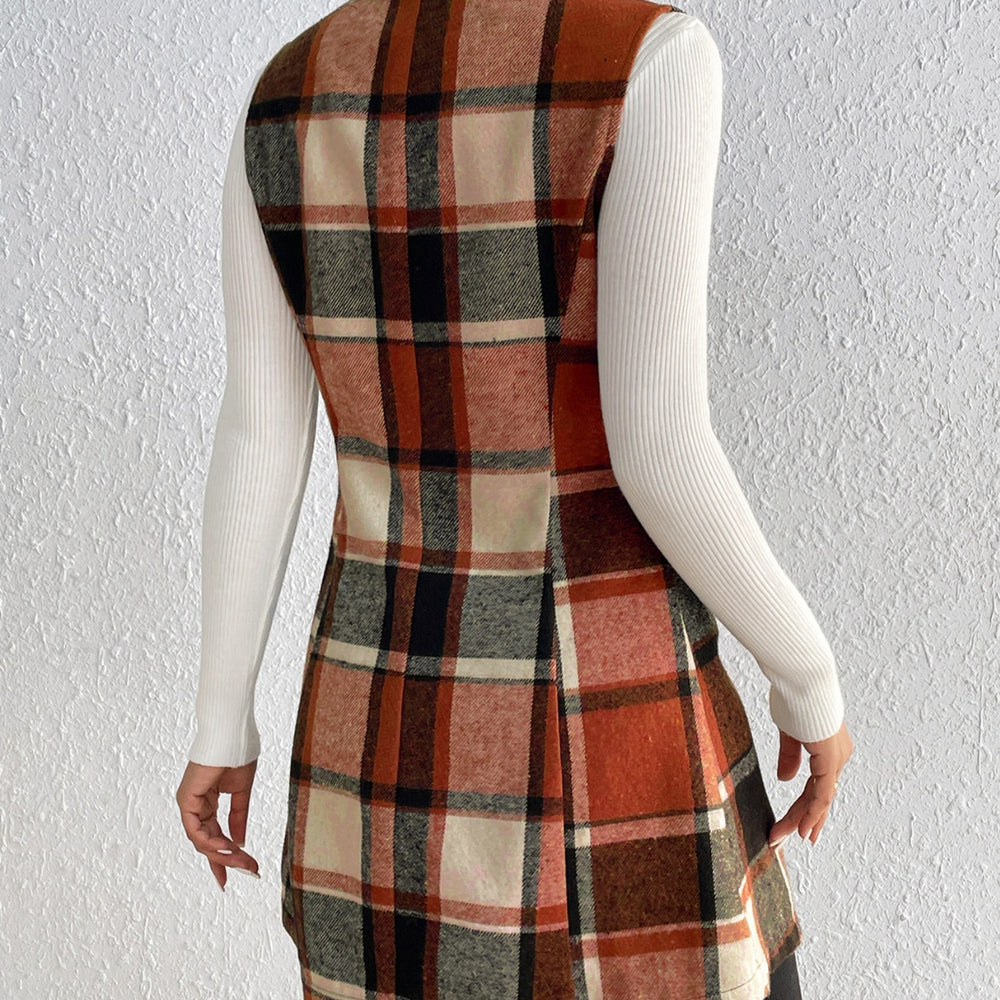 
                  
                    Plaid Button Up Vest Coat - Black Ivory Apparel and Boutique
                  
                