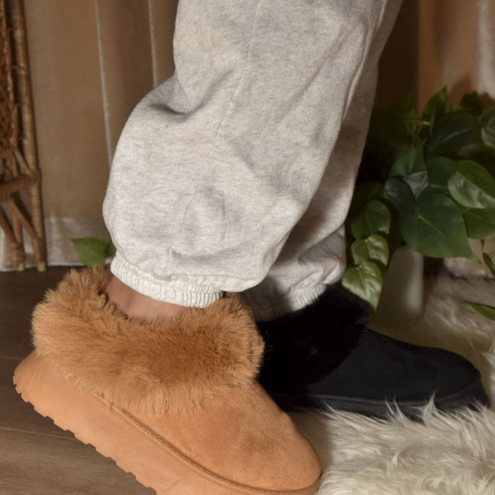 
                  
                    WILD DIVA Faux-Fur Platform Slip On Booties
                  
                