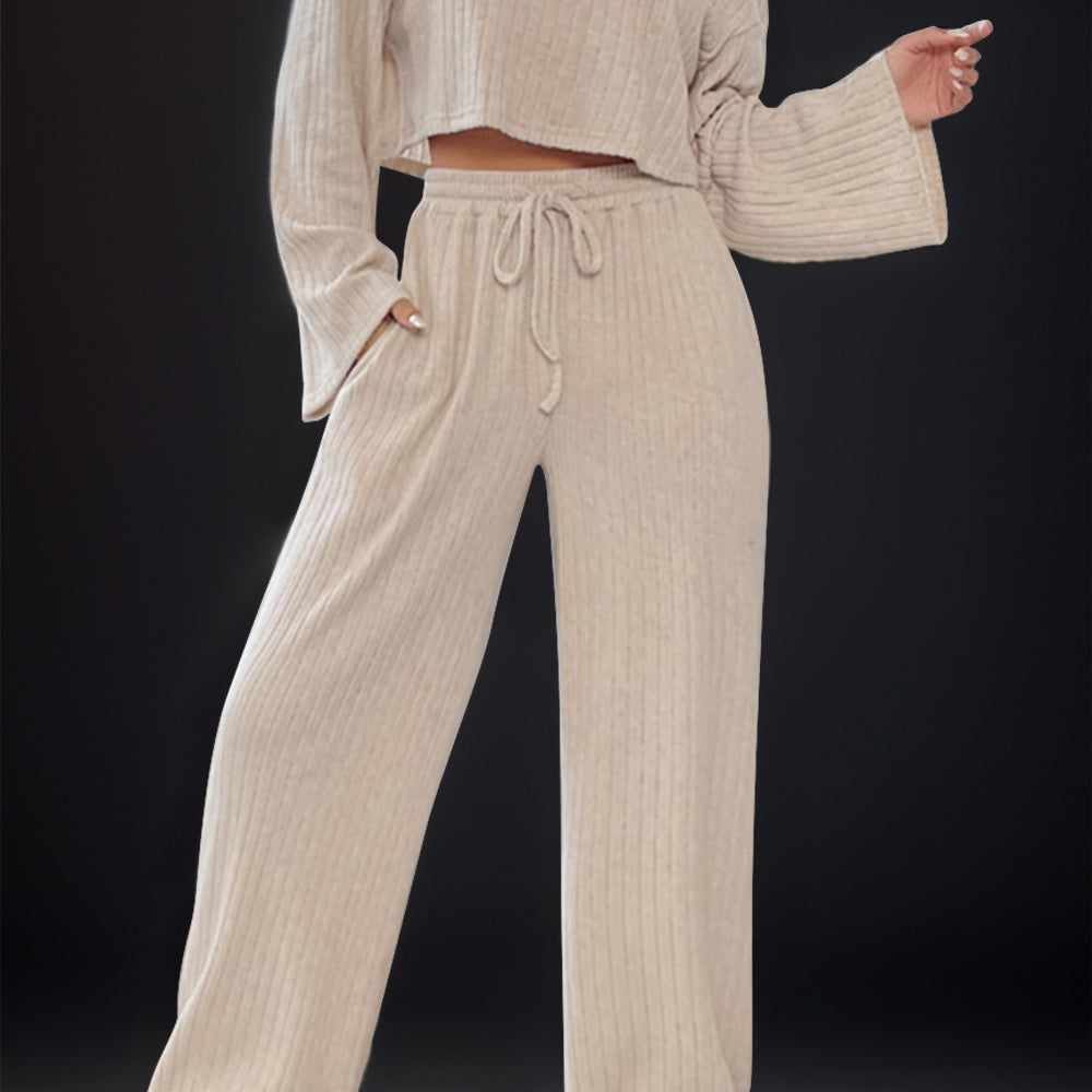 
                  
                    Round Neck Long Sleeve Top and Pants Set
                  
                