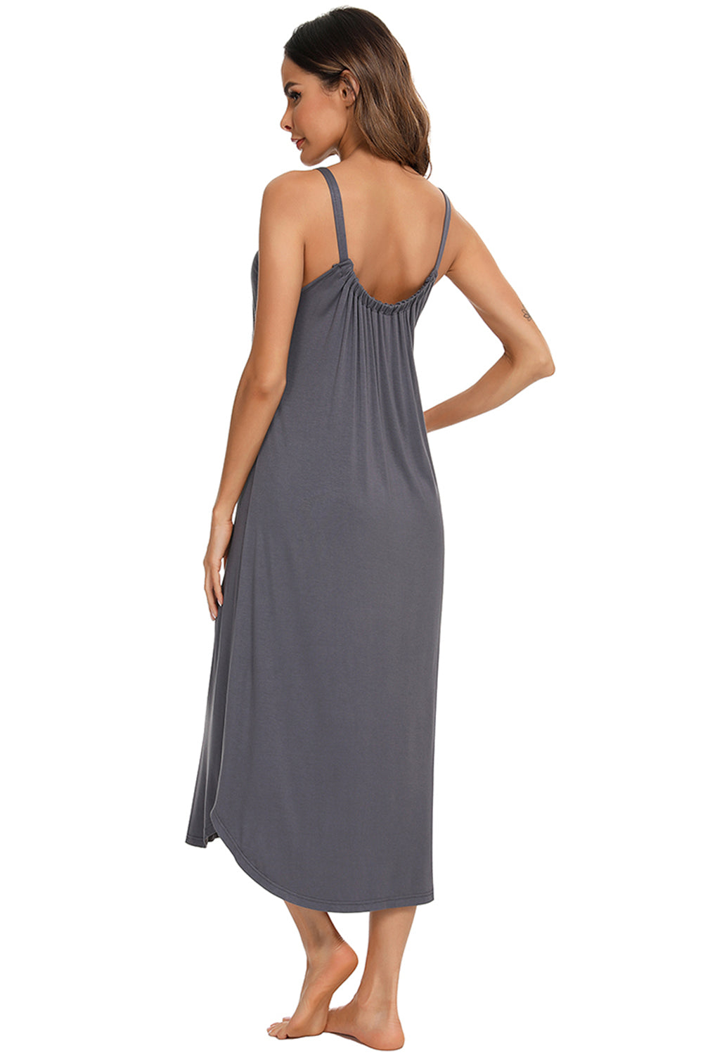 V-Neck Midi Lounge Dress - Black Ivory Apparel and Boutique
