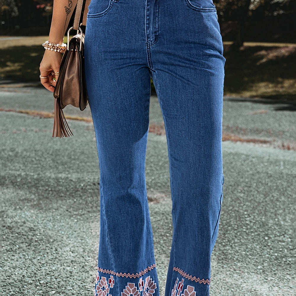 Embroidered Bootcut Jeans