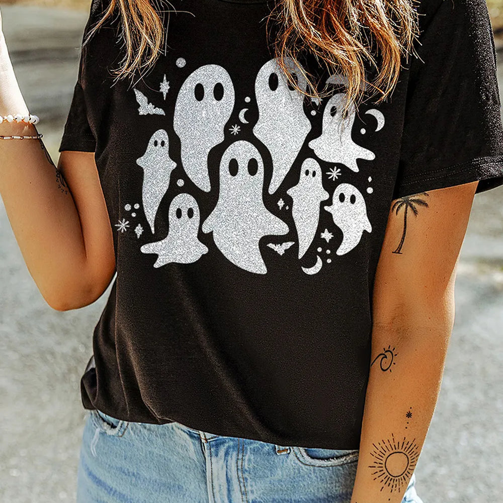 Full Size Ghost Round Neck Short Sleeve T-Shirt