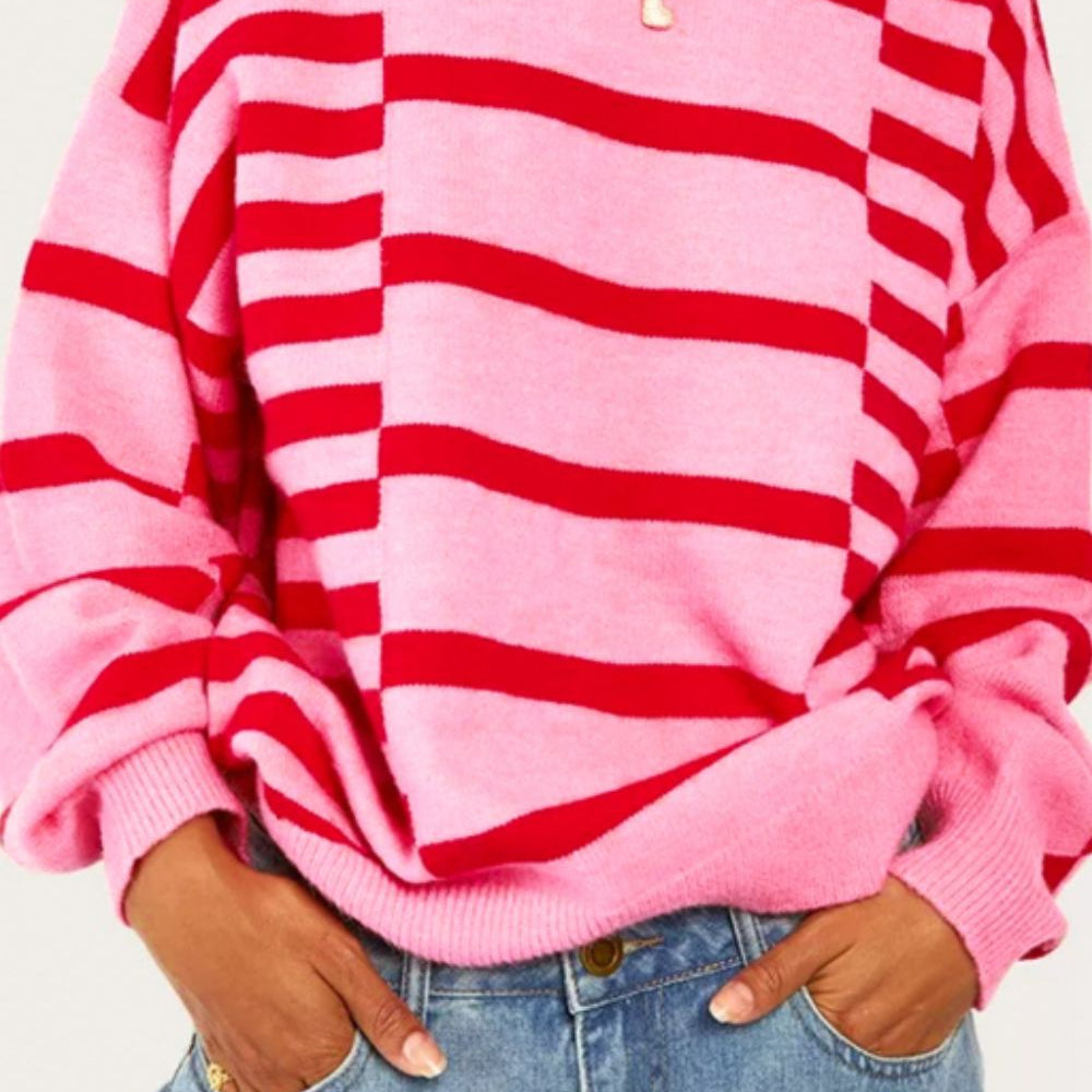 
                  
                    Striped Round Neck Dropped Shoulder Sweater
                  
                