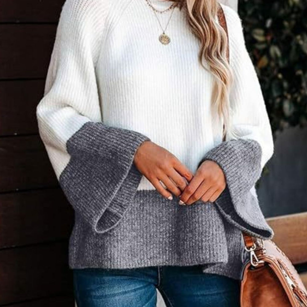 
                  
                    Contrast Round Neck Long Sleeve Sweater
                  
                