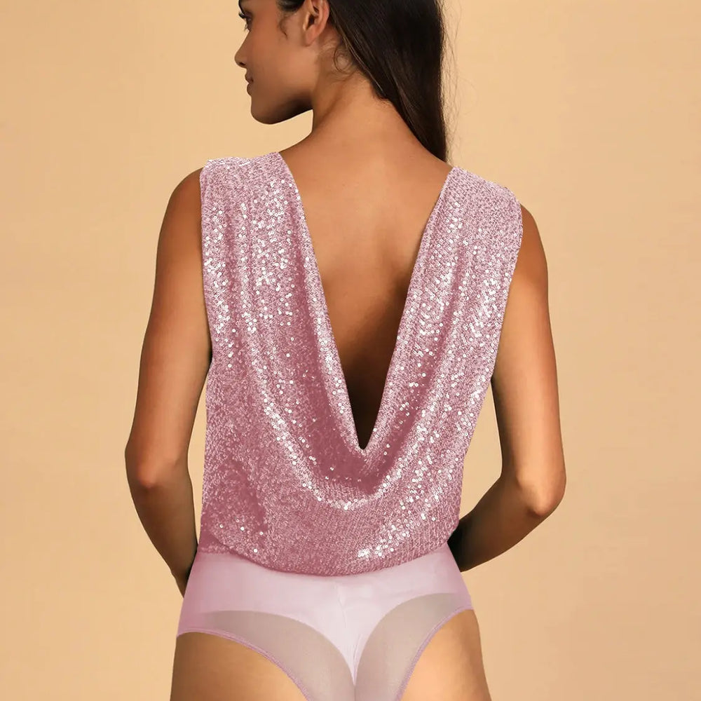 
                  
                    Sequin Surplice Sleeveless Bodysuit Trendsi
                  
                