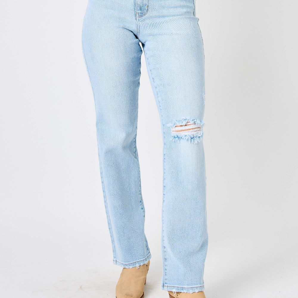 Judy Blue Full Size High Waist Distressed Straight Jeans