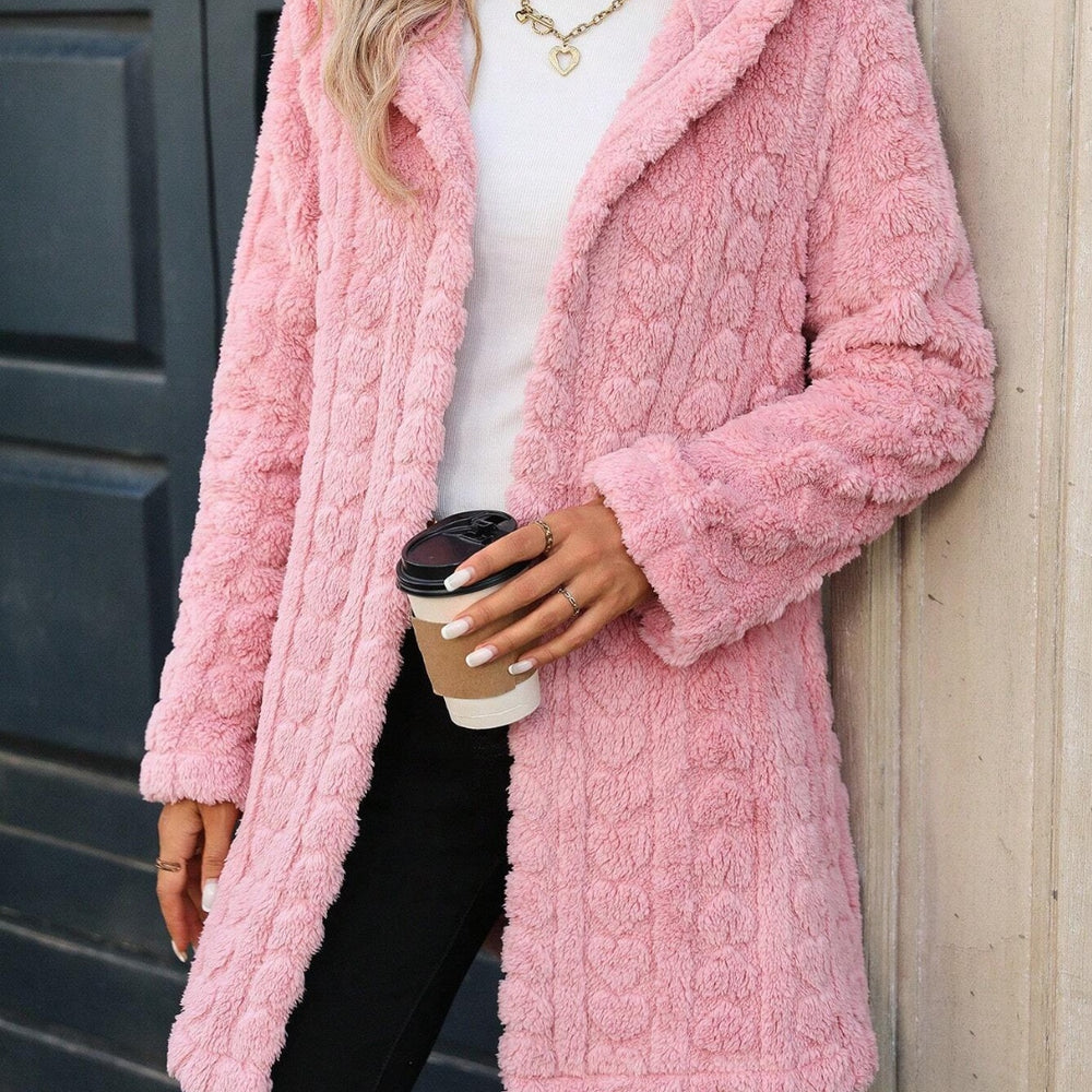 
                  
                    Heart Open Front Hooded Fuzzy Coat
                  
                