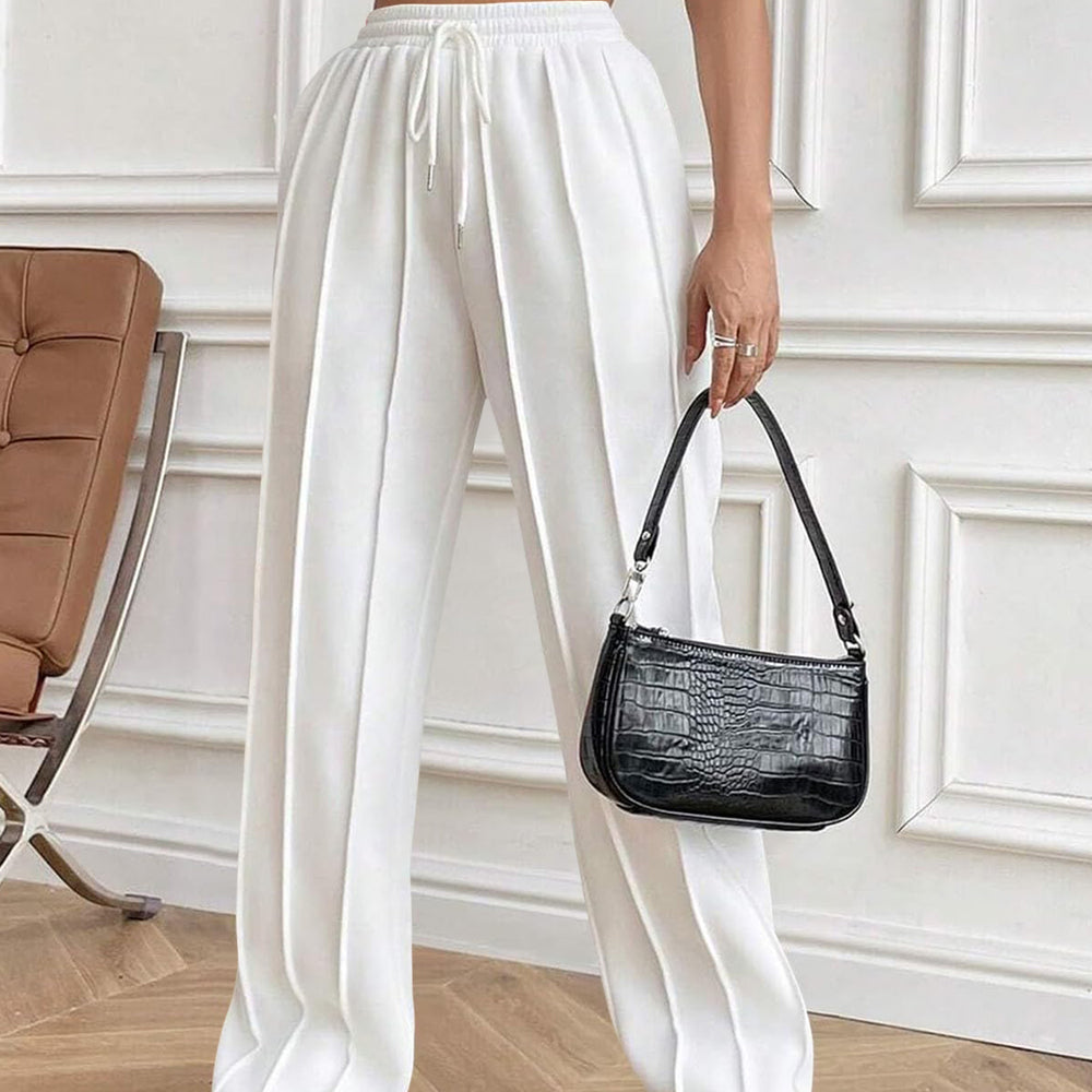 Drawstring Elastic Waist Pants with Pockets