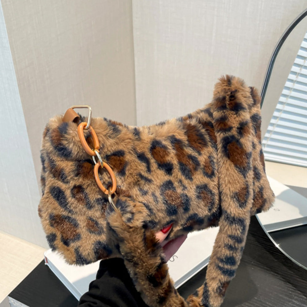 Leopard Fluff Shoulder Bag