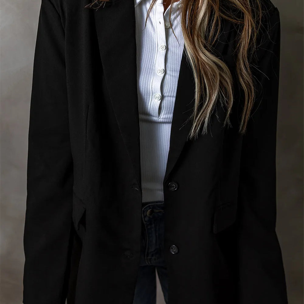 
                      
                        Button Up Long Sleeve Blazer
                      
                    