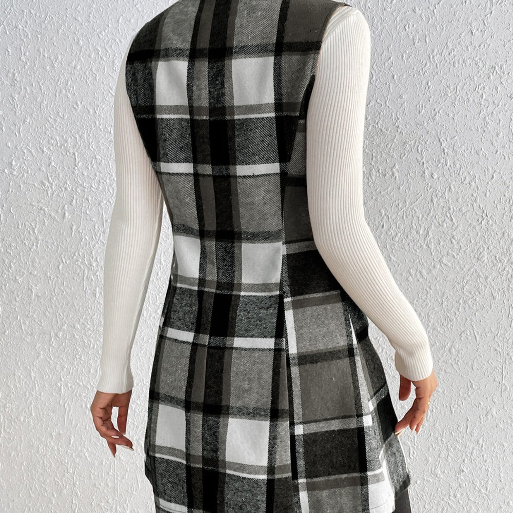 
                  
                    Plaid Button Up Vest Coat - Black Ivory Apparel and Boutique
                  
                