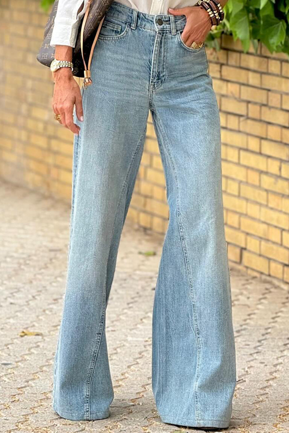 High Waist Bootcut Jeans with Pockets