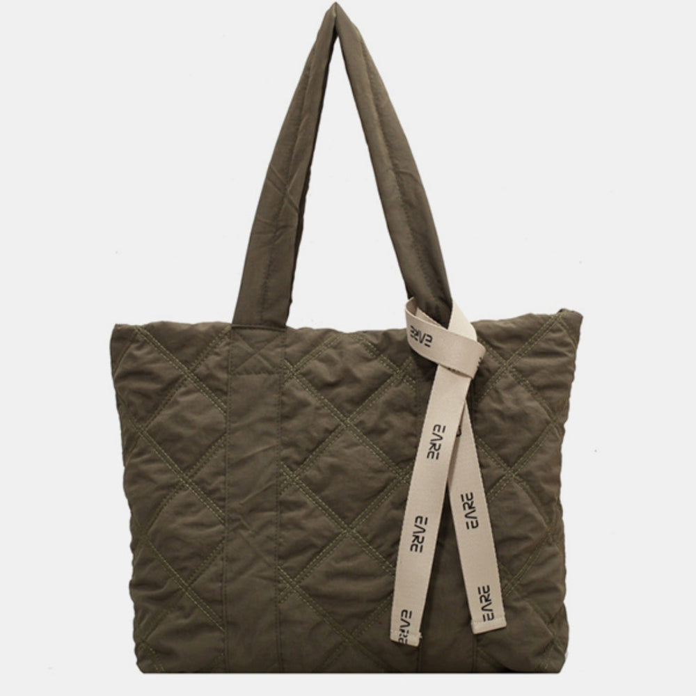 Quilted Nylon Large Tote Bag