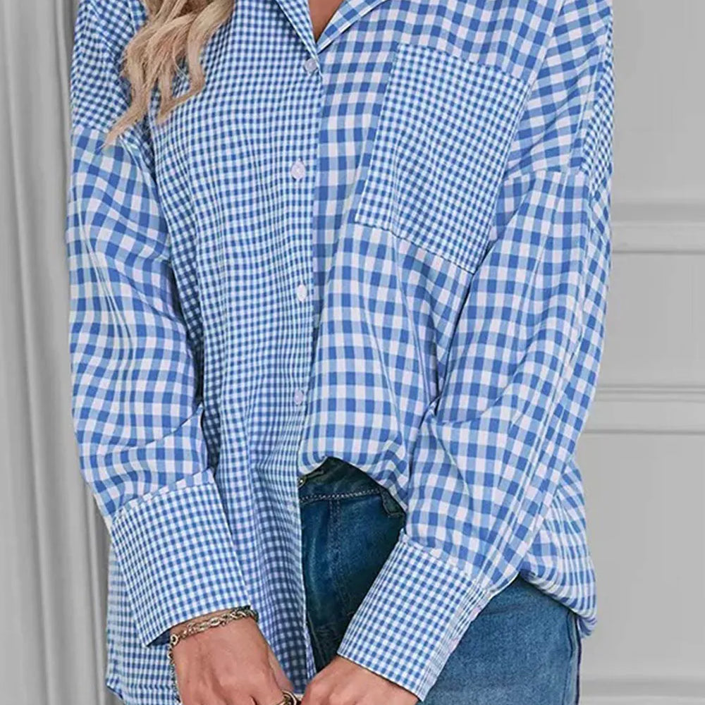 
                  
                    Pocketed Plaid Collared Neck Long Sleeve Shirt
                  
                