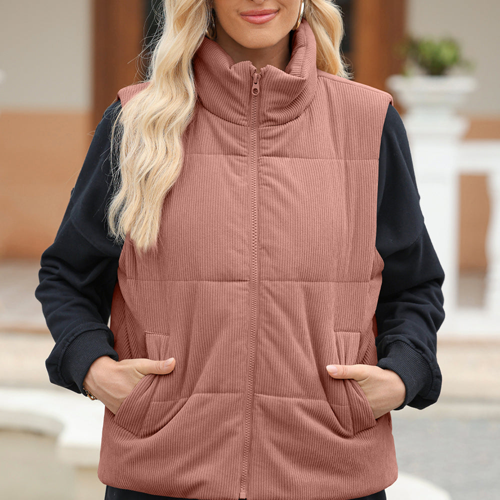 
                  
                    Pocketed Zip Up Turtleneck Vest Coat - Black Ivory Apparel and Boutique
                  
                