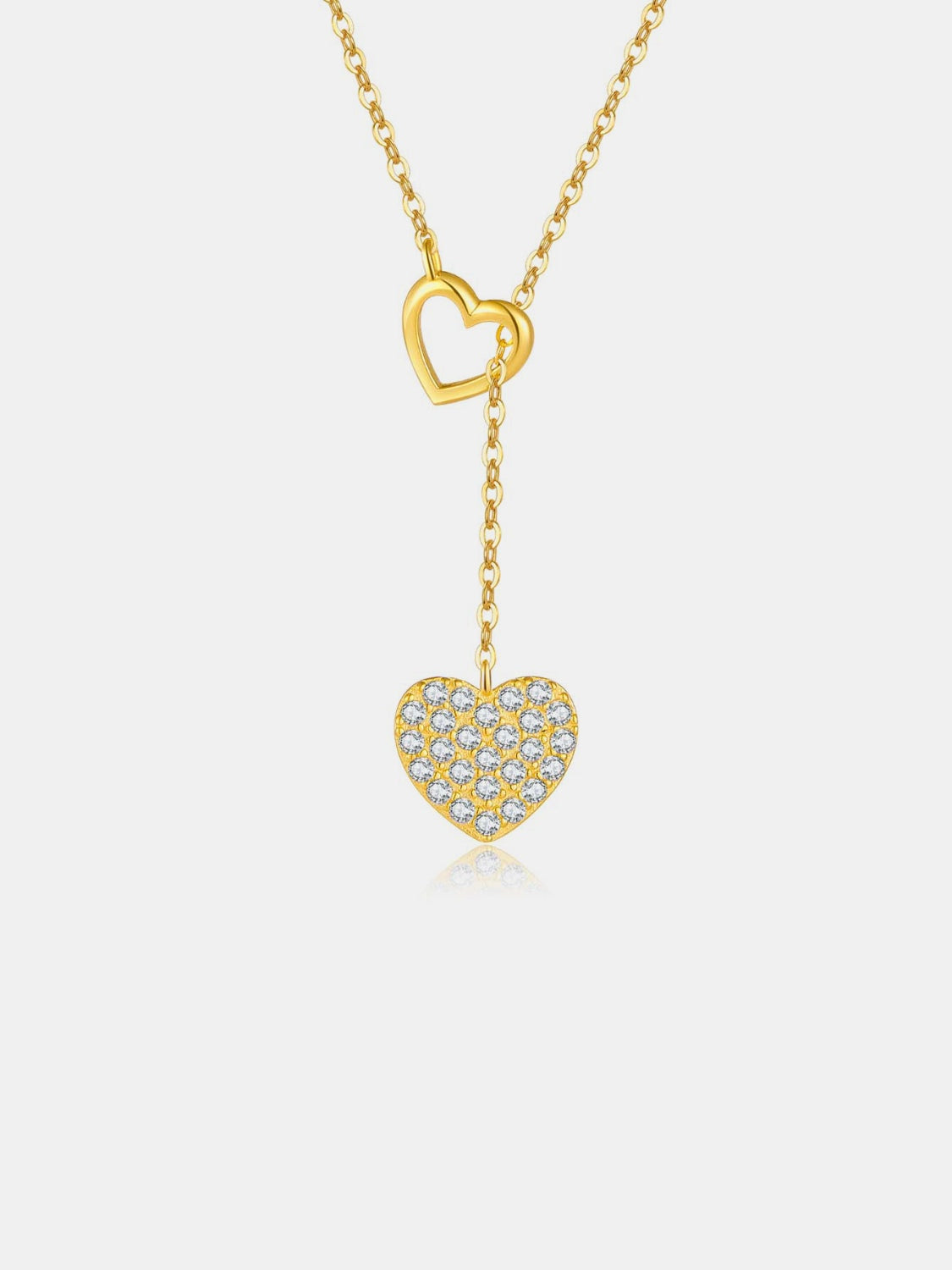 925 Sterling Silver Inlaid Zircon Heart Necklace GOLD