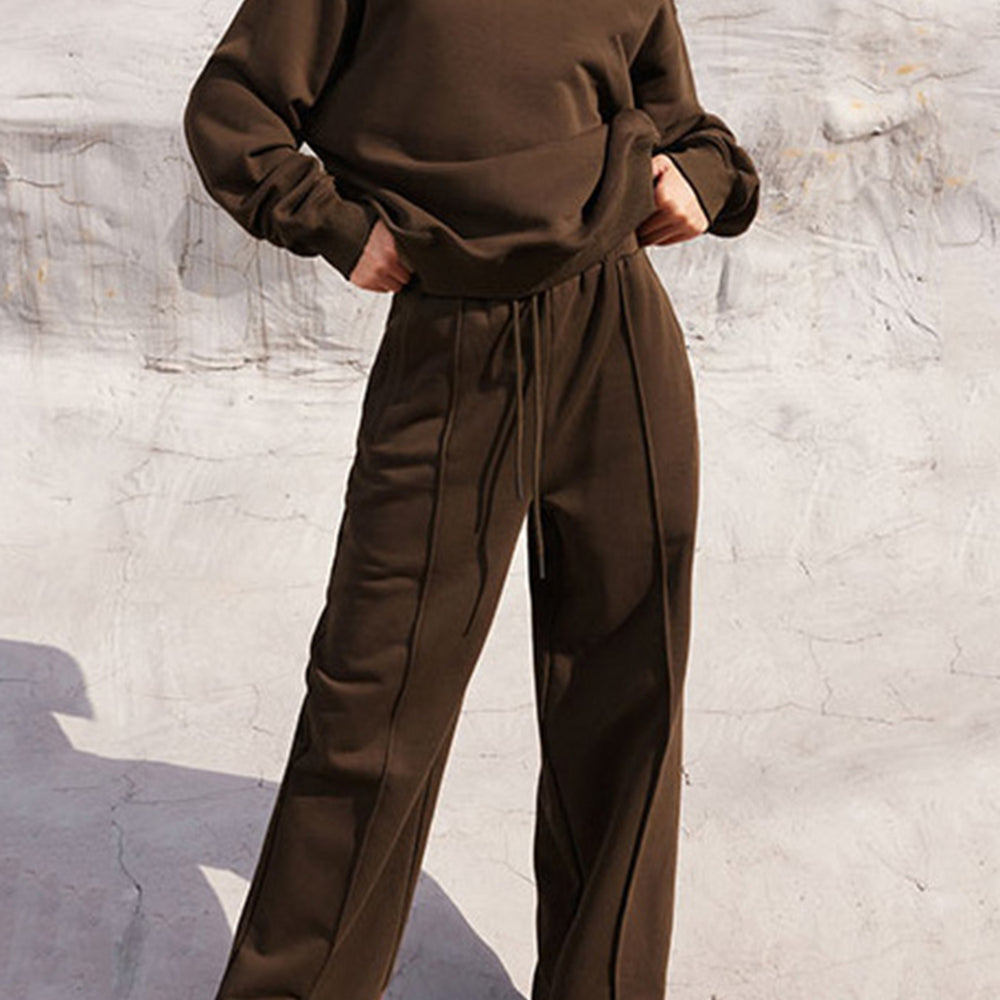 
                  
                    Round Neck Long Sleeve Top and Elastic Waist Pants Set
                  
                