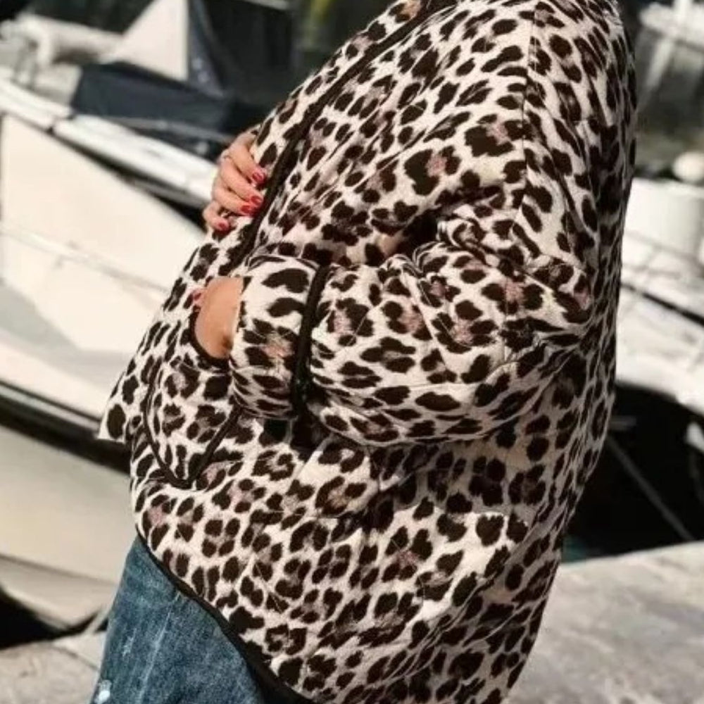 Leopard Open Front Long Sleeve Outerwear